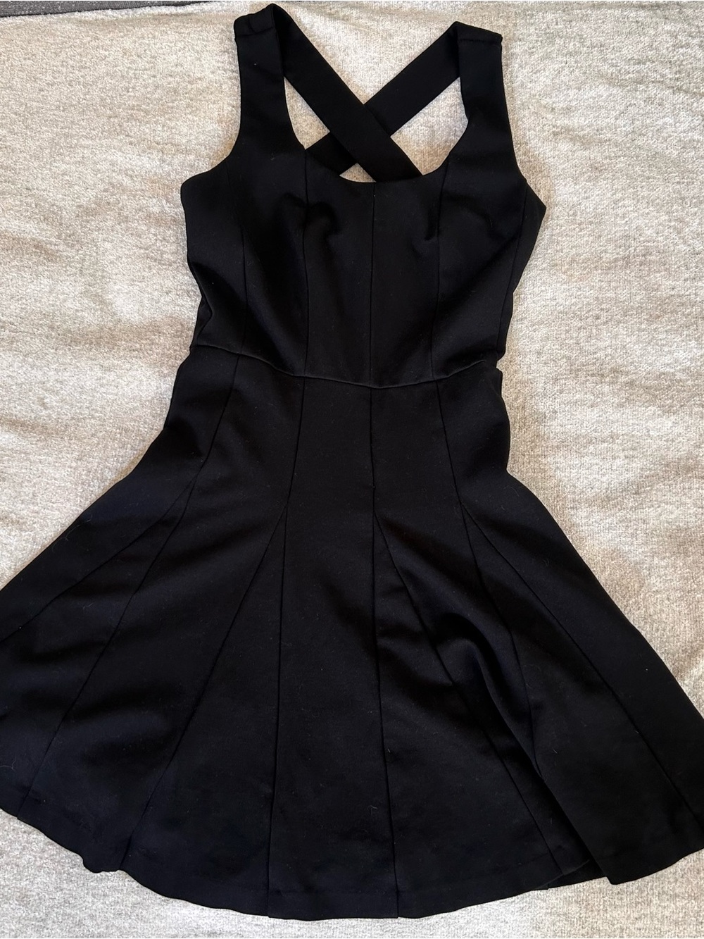 Banana Republic Black Ponte Knit Cross-Back Fit & Flare Dress